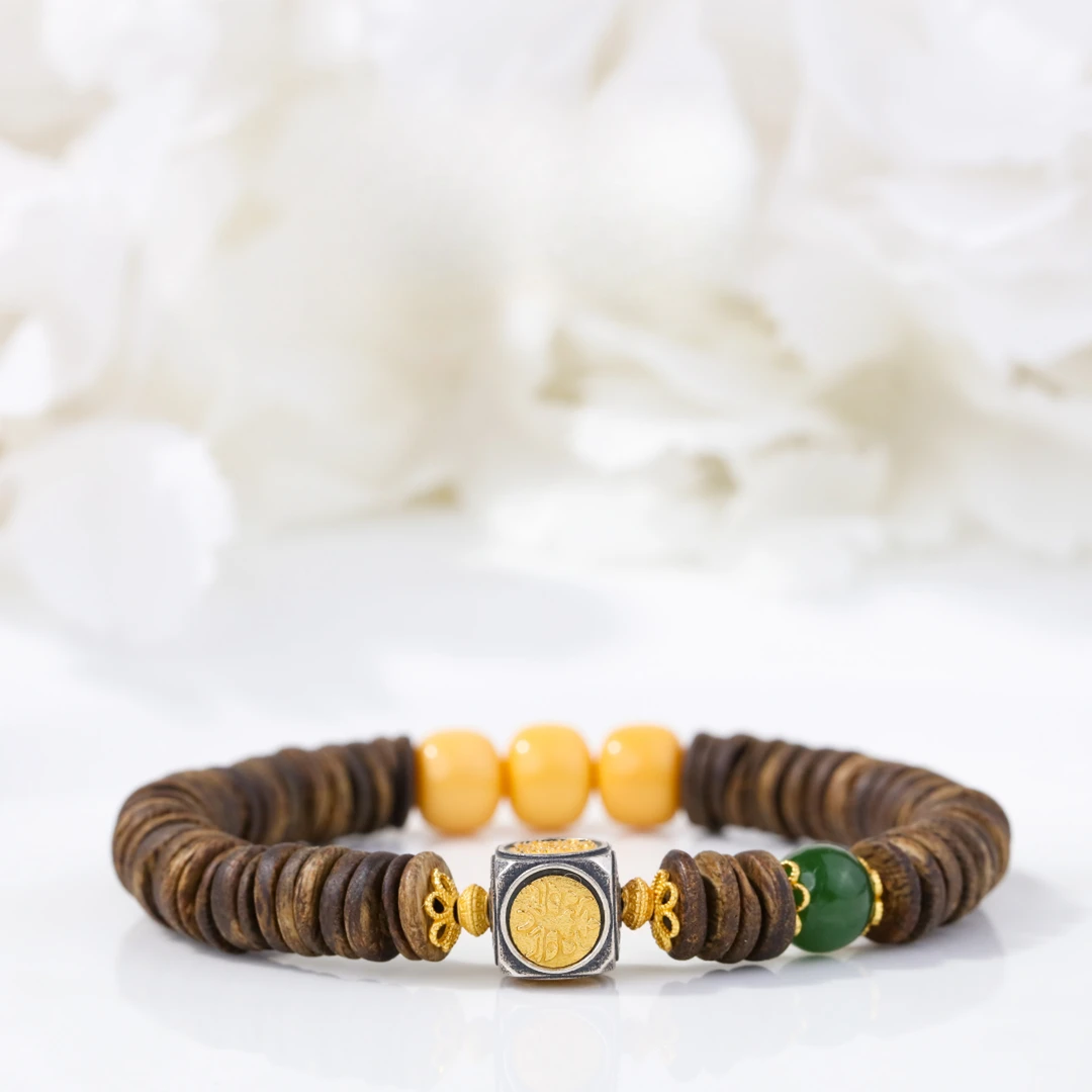 沉香美伢【浩歌】0.8沉香片珠扎西拉姆单圈手串CX62406022