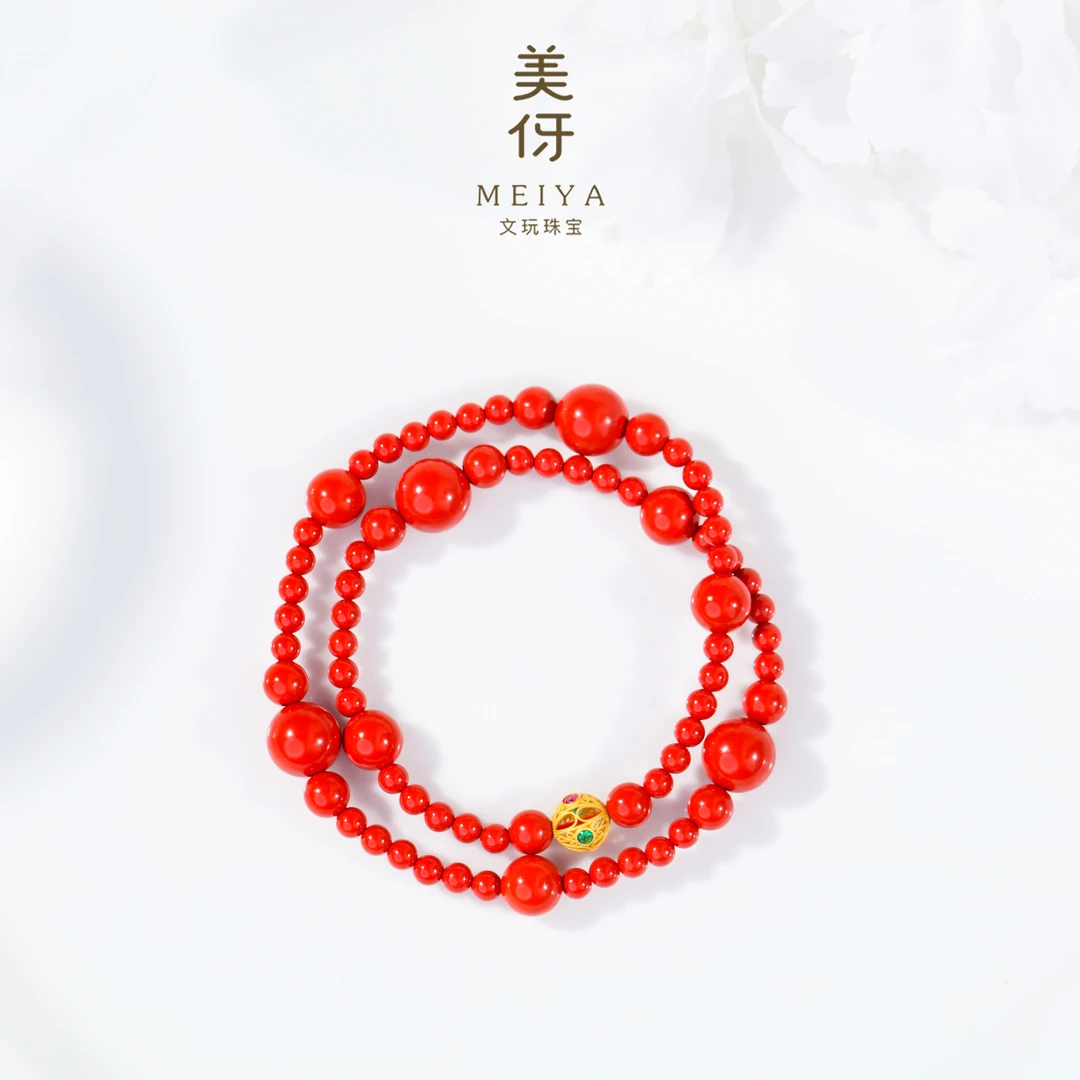 天然辰砂【柘枝红】6mm朱砂双圈手串QT23SL20005J