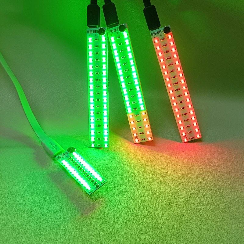 USB5V音乐声控LED频谱灯车载音乐拾音气氛围灯跟随音乐节奏跳闪动