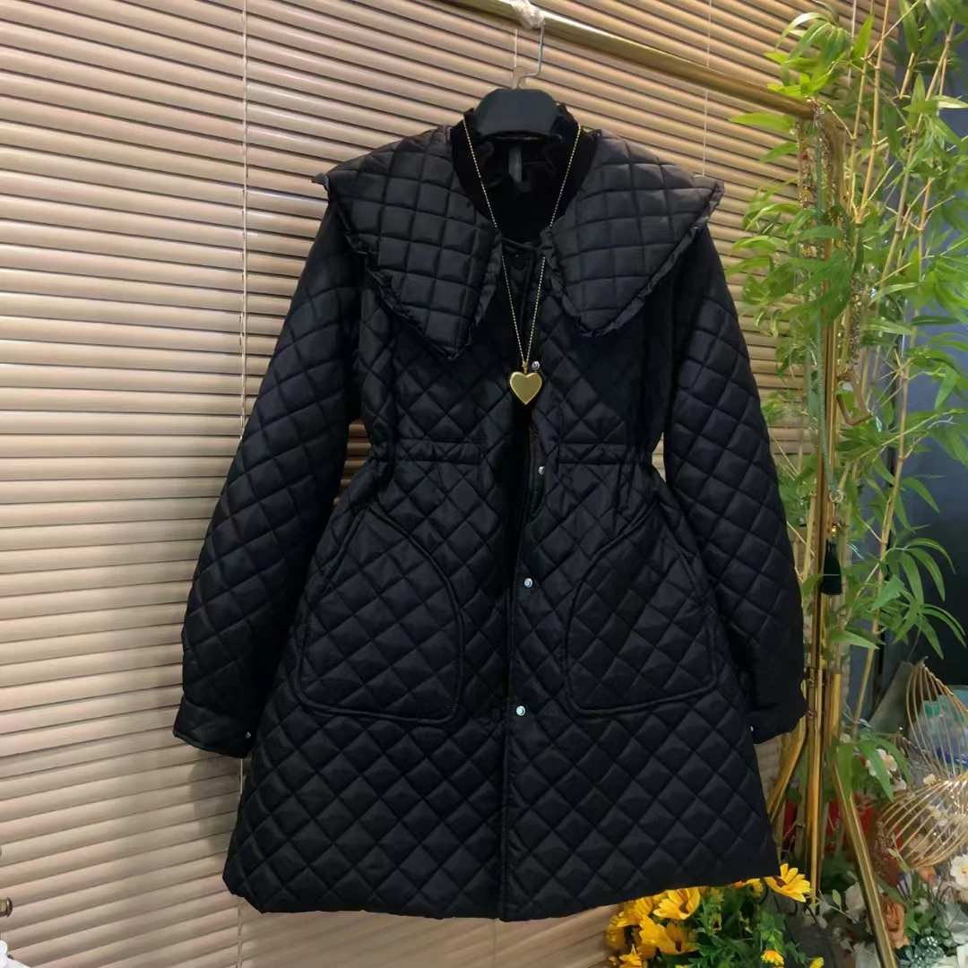 胖mm秋冬新款娃娃领收腰设计及显瘦宽松上衣外套