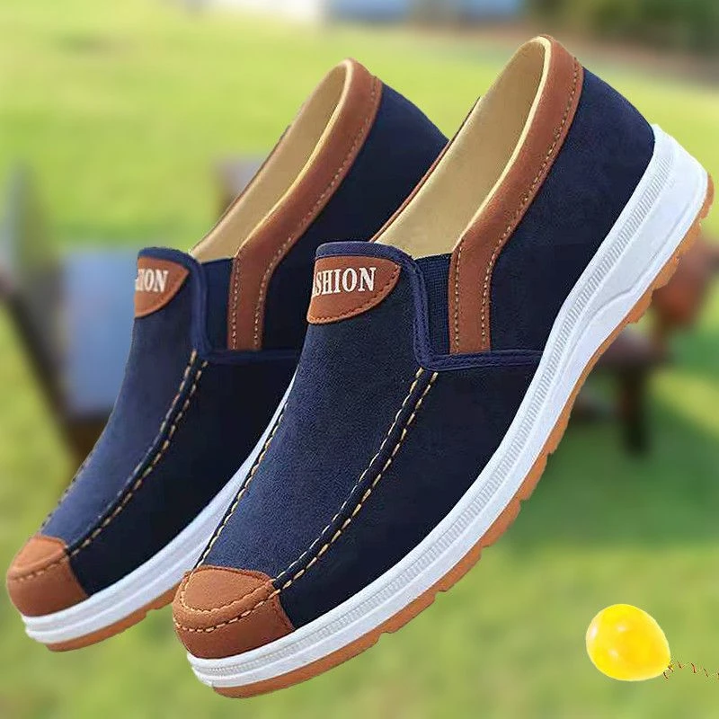 老北京男鞋防滑耐磨牛筋底帆布鞋懒人一脚蹬透气工作鞋休闲鞋软底