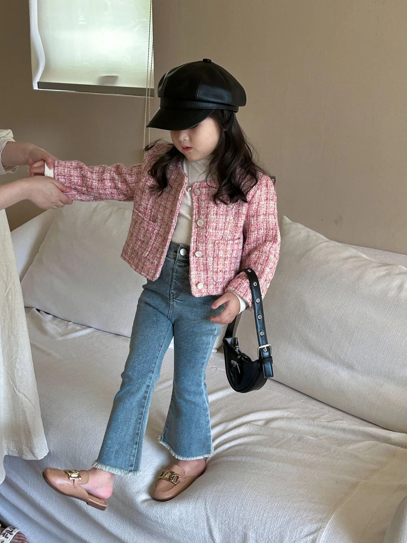 2024新款韩版女童气质小香风外套气质百搭洋气女宝宝短款儿童春秋