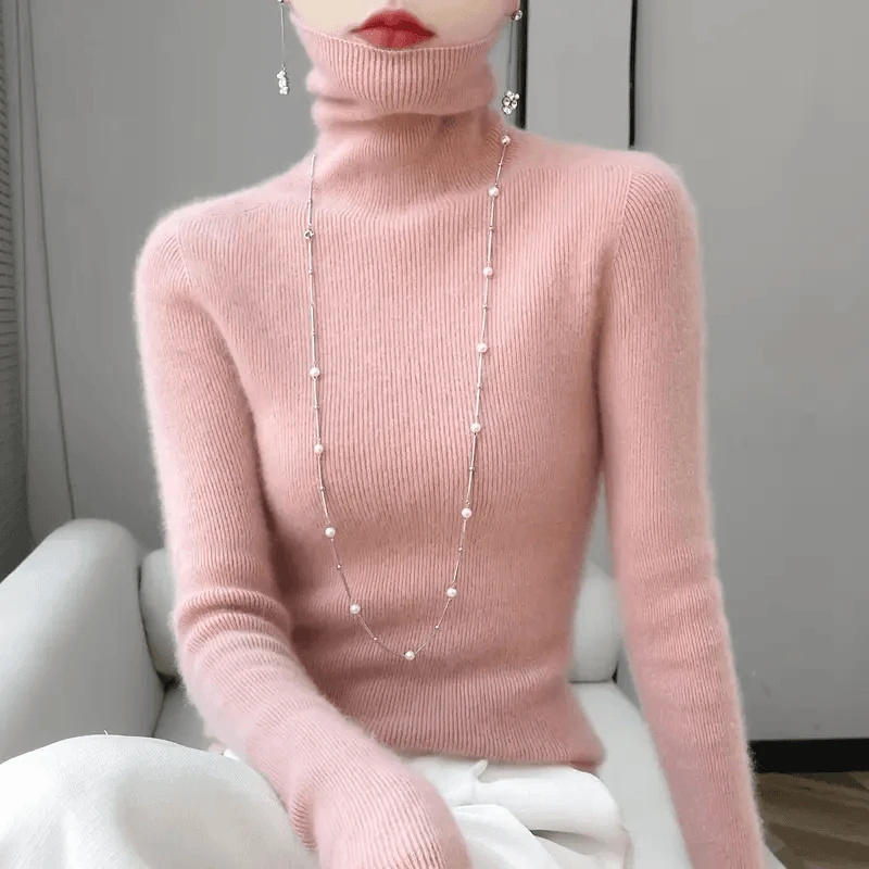 羊毛衫女纯羊毛秋冬新款一线成衣高领修身毛衣百搭羊绒打底衫9051