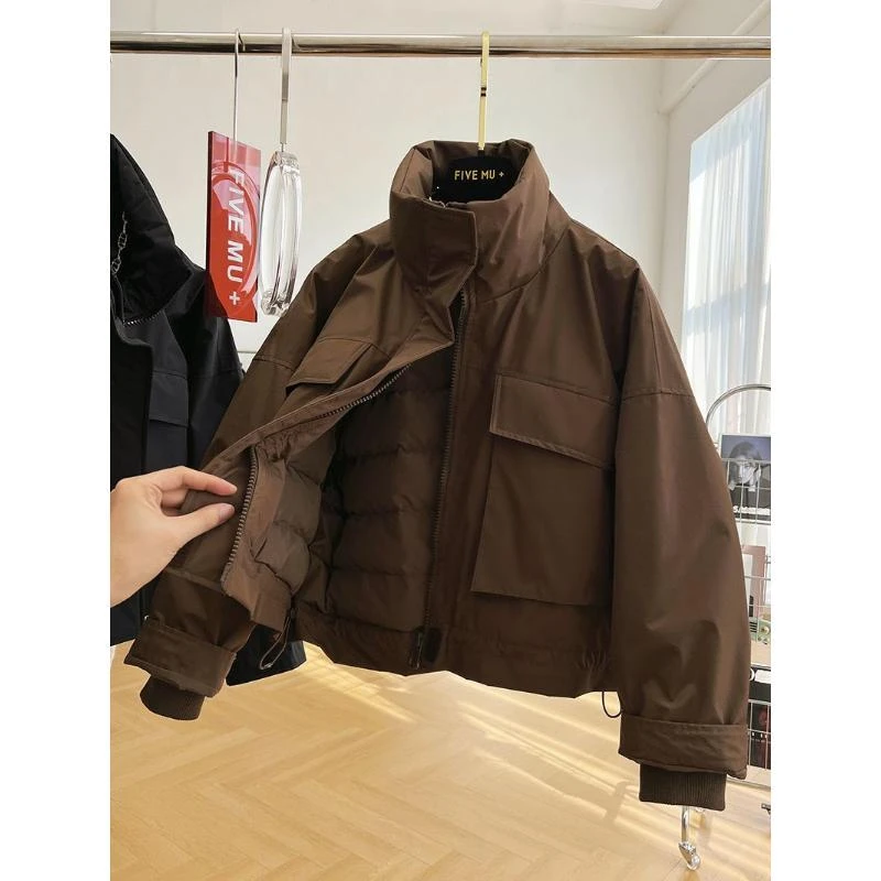 【小扬哥推荐】2023欧洲站高级感大口袋白鸭绒工装休闲羽绒服外套