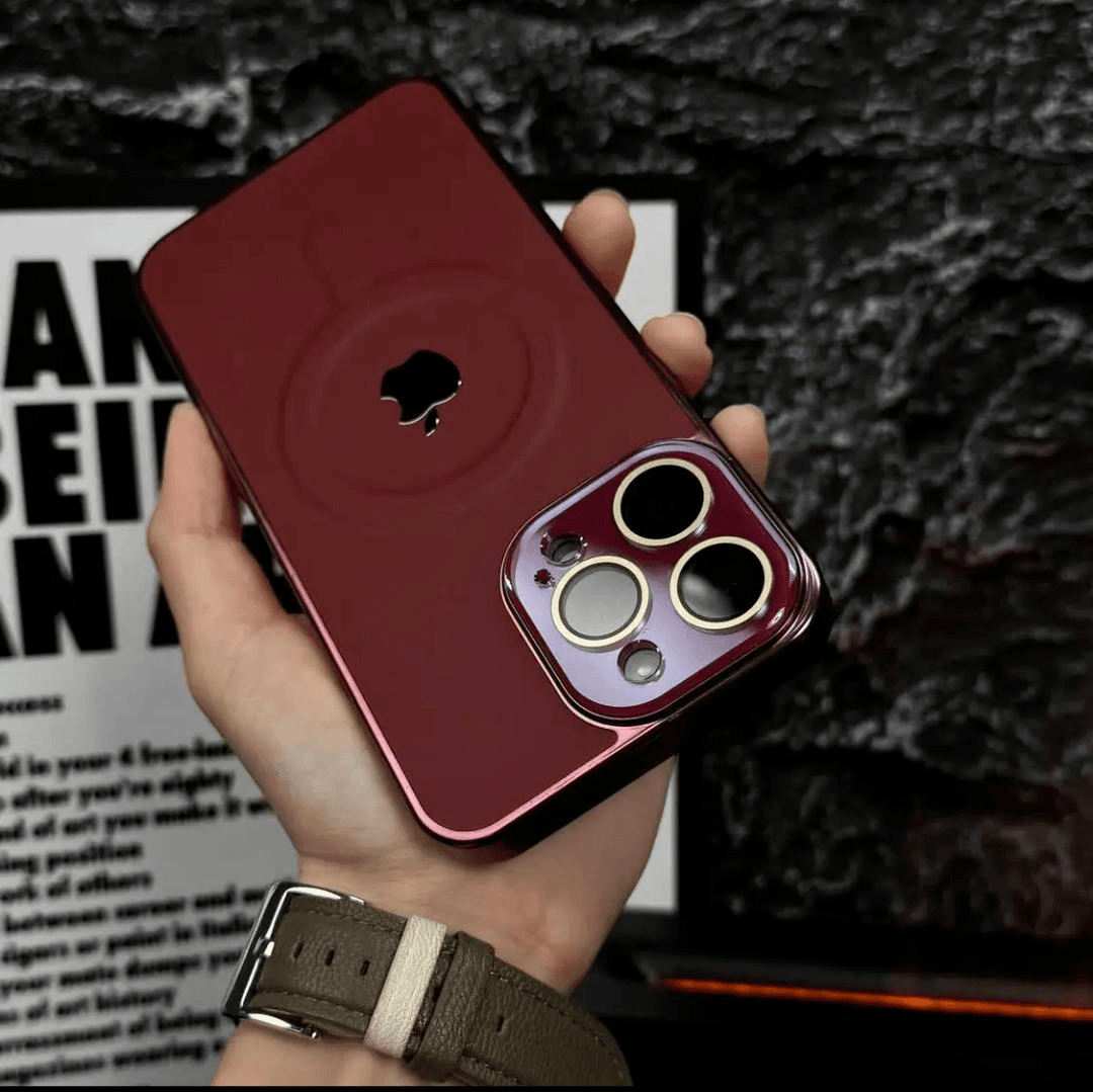 苹果15/14/13护镜超薄pc素皮纹磁吸壳iphone14promax防尘手机壳潮