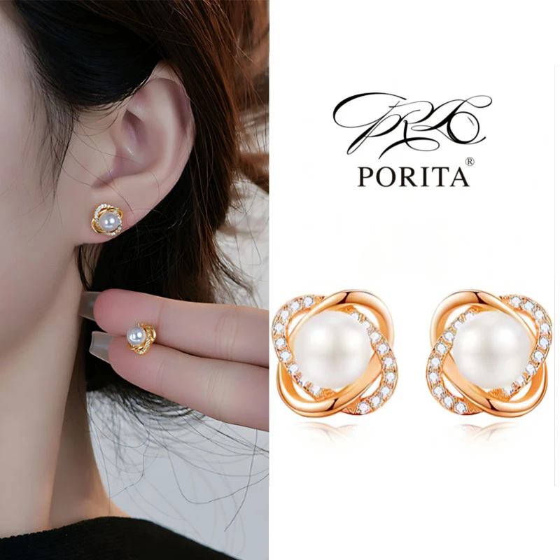铂俪塔淡水珍珠耳钉天然淡水真品气质高级爆款新款ins风耳饰女
