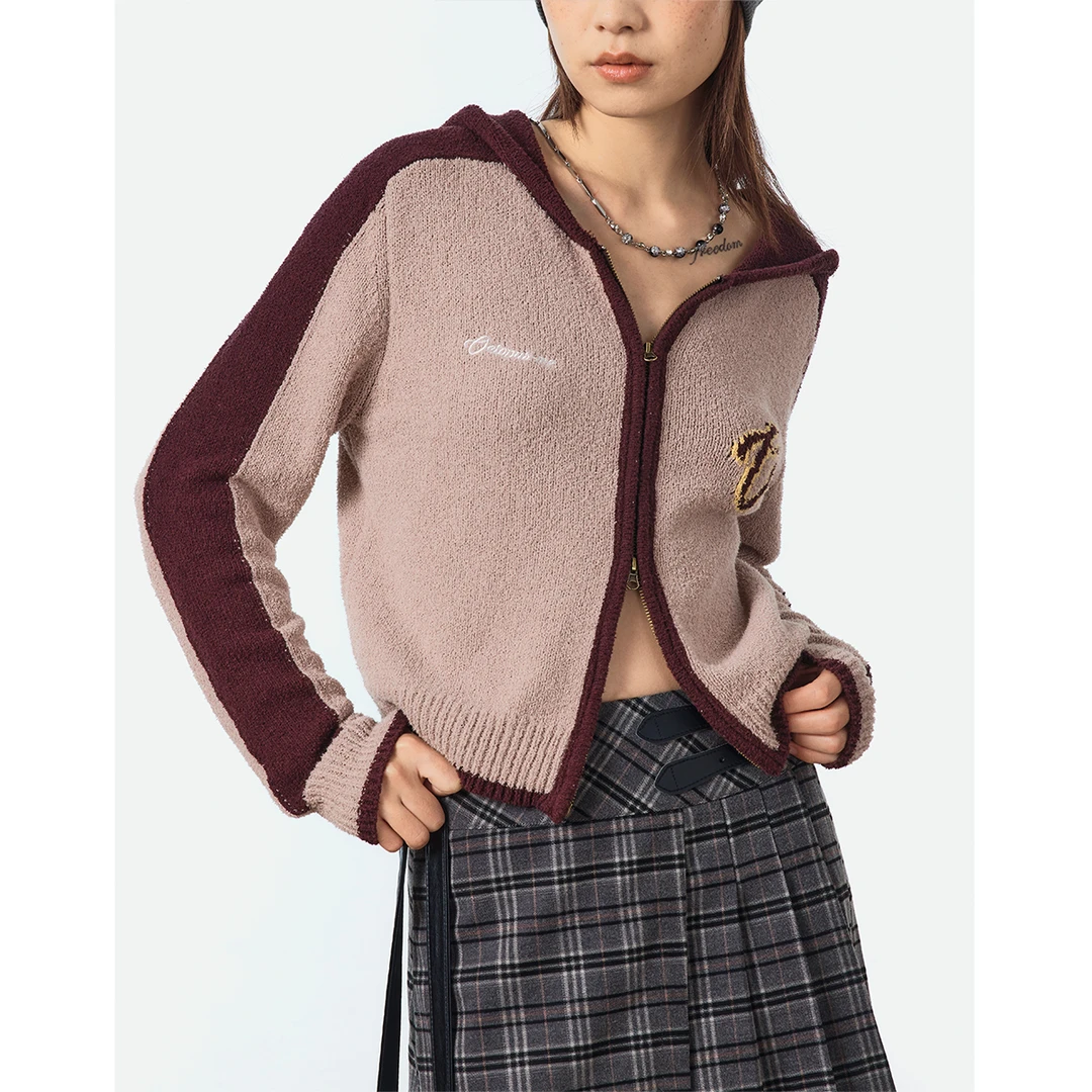 章鱼家【美式提花】针织开衫连帽外套通勤休闲百搭上衣春季octopus