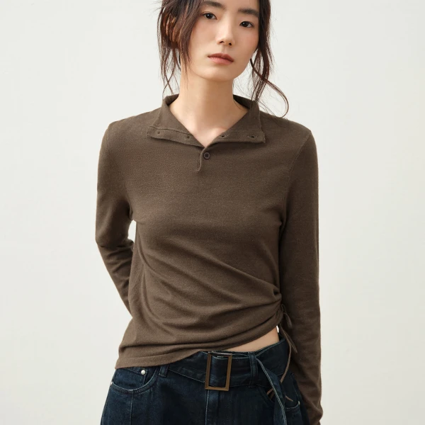 章鱼家【不单调】纽扣长袖打底衫修身显瘦叠穿套头针织衫octopusme