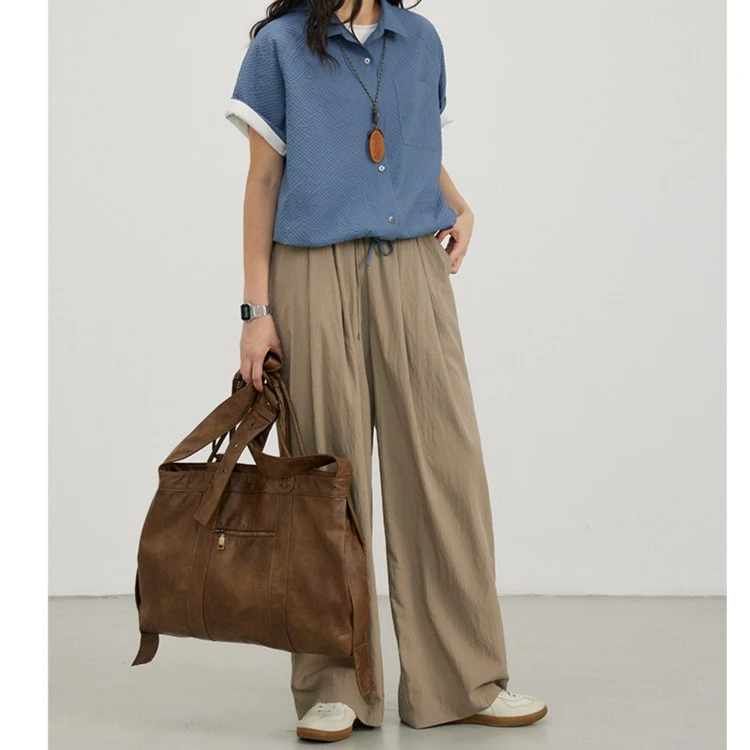 章鱼家【遛弯儿裤】纯色薄款宽松休闲百搭肌理皱感凉凉裤octopusme