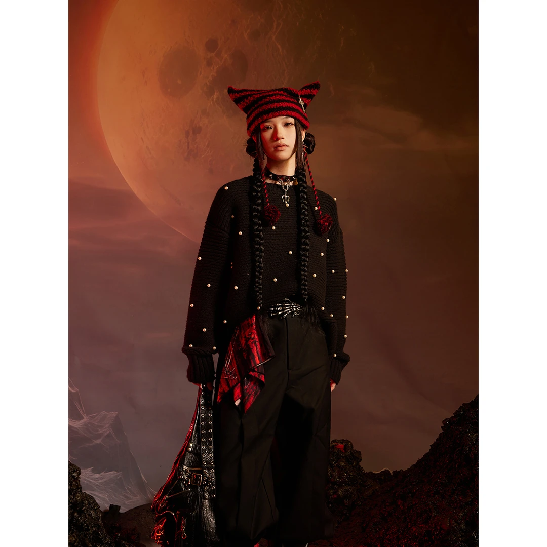 无人孤岛无人孤岛 原创2024秋冬重工珍珠点缀高支高密毛衣小众个s