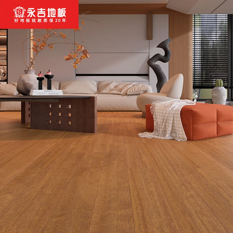 永吉木精髓不做油漆的地板欧洲菠萝格中式新中式纯实木地暖地板