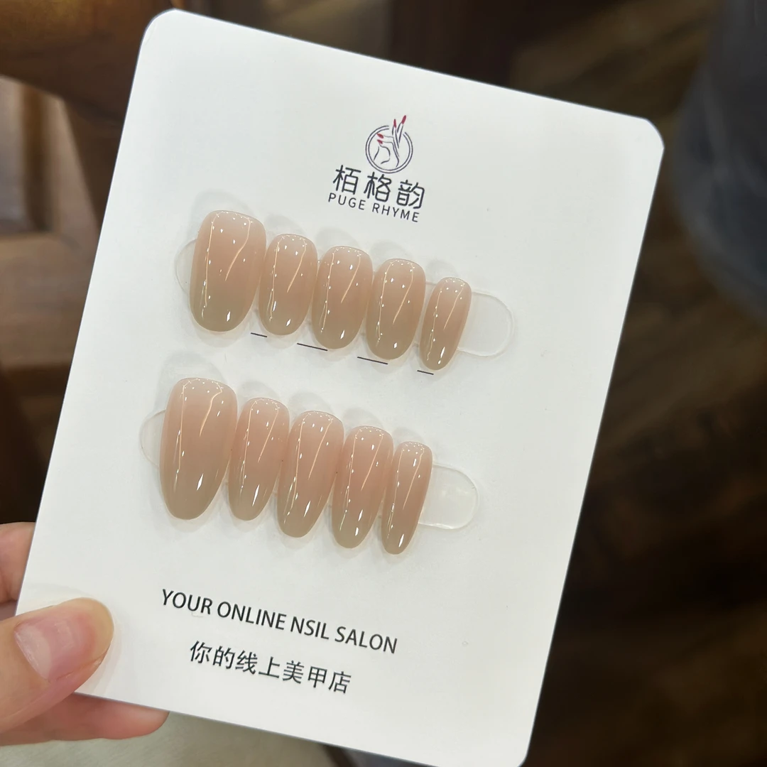 584青绿手工光疗穿戴甲美甲成品美甲贴片10片