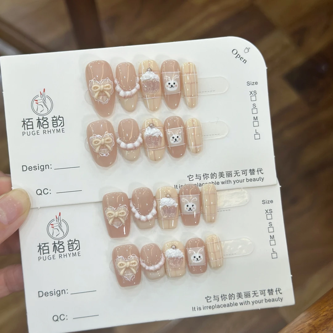 兔子乖乖 手工定制穿戴甲美甲成品美甲贴片10片
