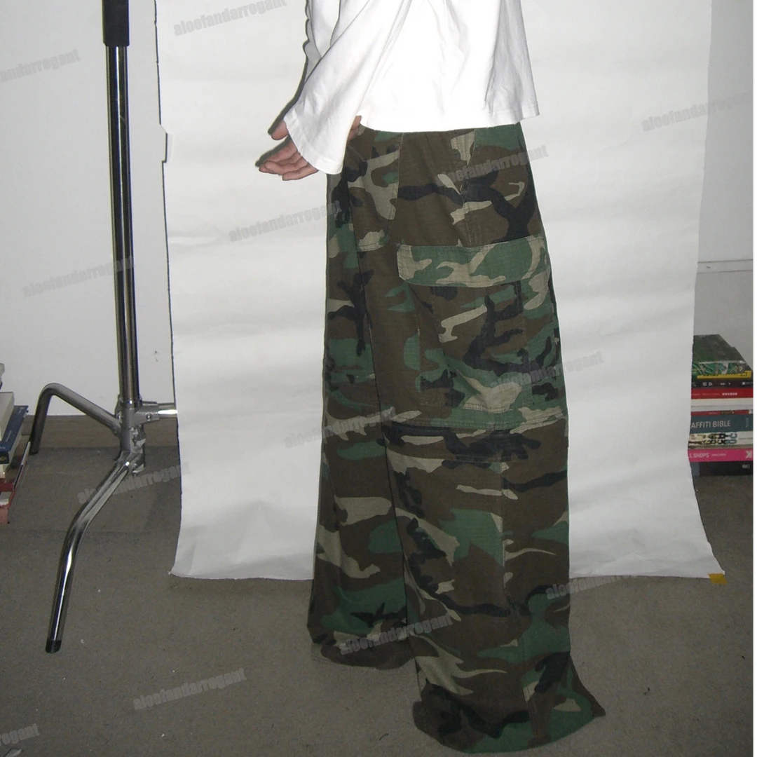 水洗做旧可拆卸拼接军事迷彩裤M65 cargo宽松拖地工装裤