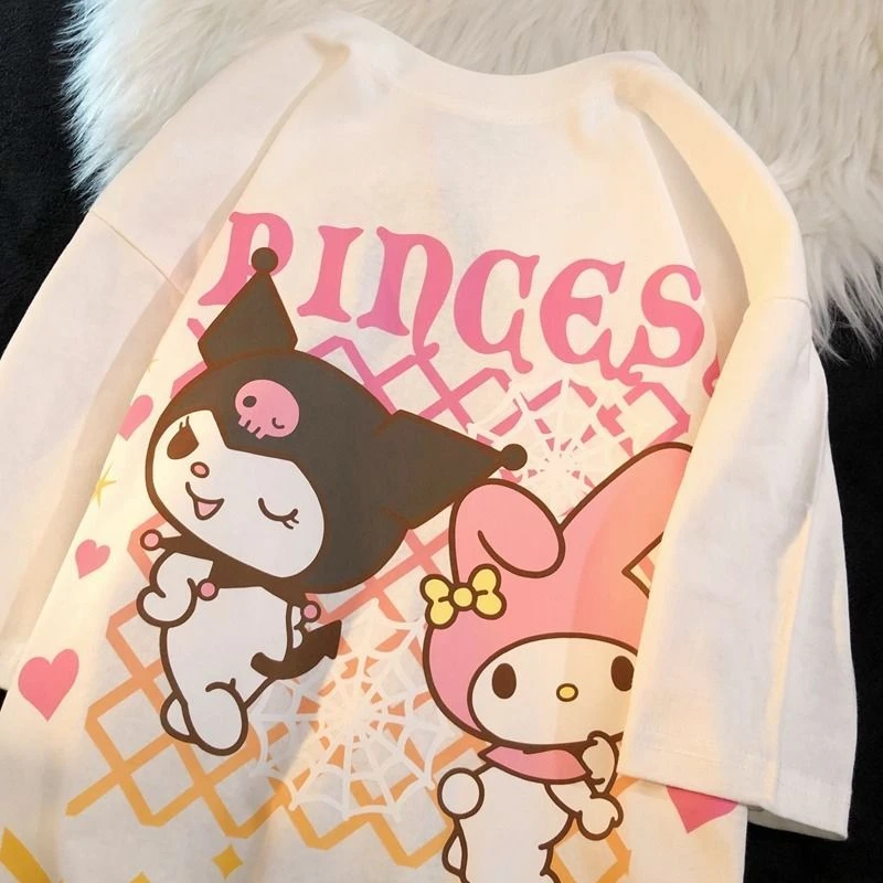 日系卡通可爱100%纯棉库洛米短袖体恤儿童女童宽松百搭上衣服潮流