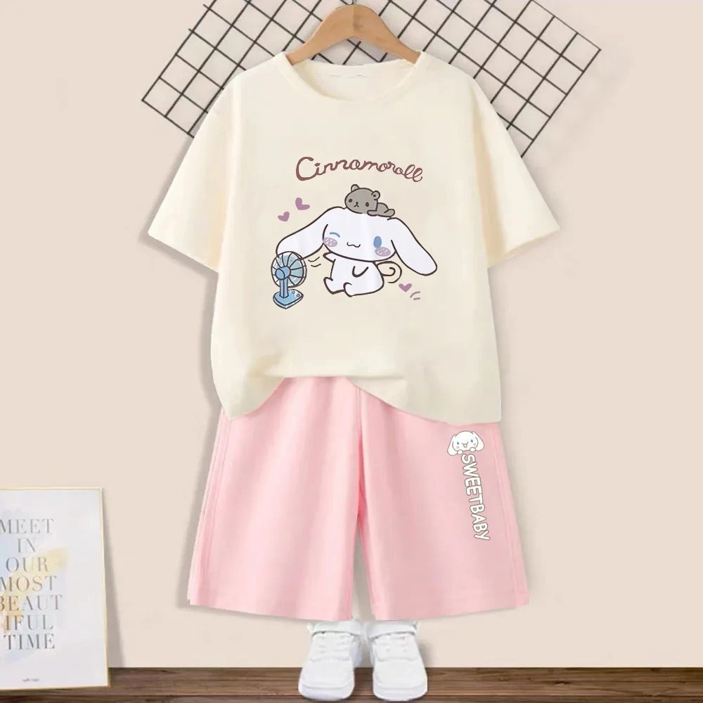 女童夏季套装2023新款中大童玉桂狗衣服儿童纯棉短袖休闲运动服