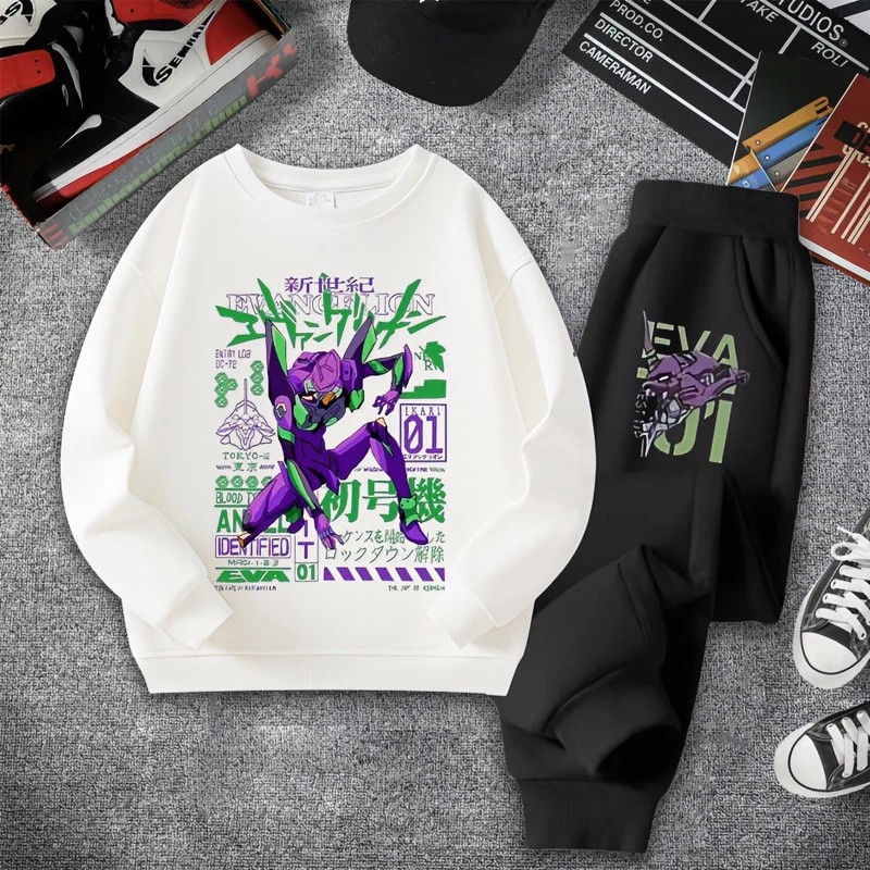 EVA联名卫衣卫裤中大童新世纪福音战士动漫上衣初号机套装男童潮1