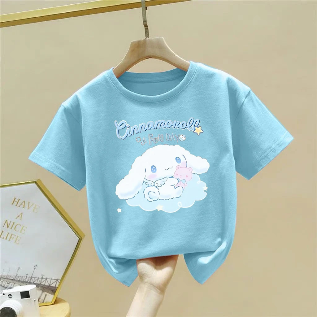 玉桂狗女童短袖T恤夏装2024新款洋气儿童圆领打底衫时尚上衣童装1