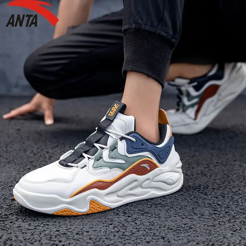 ANTA/安踏男鞋运动鞋春季皮面低帮厚底耐磨运动休闲鞋潮流