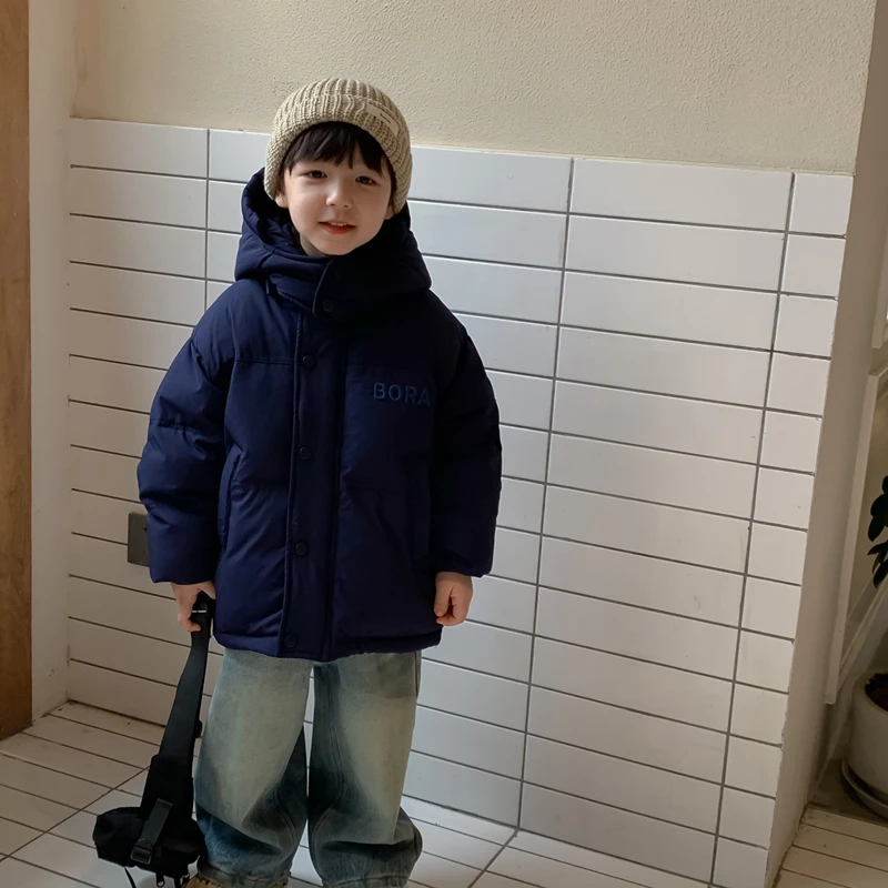 甜妈家 冬季儿童白鸭绒外套洋气韩版男女童字母韩版羽绒服