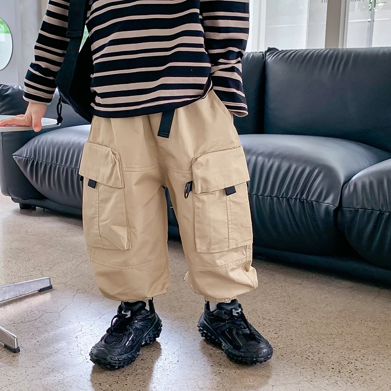 2023春秋季童装新款儿童工装裤洋气男童休闲裤长裤男孩时髦裤子潮