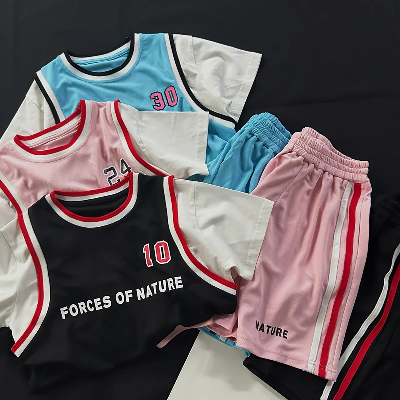 【灌篮高手】浮力夏季男女童洋气假两件运动套装篮球服潮
