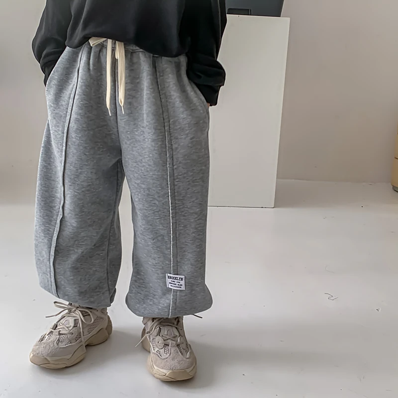 甜妈家 冬季新款儿童加绒休闲裤男女童加厚幼儿园卫裤长裤