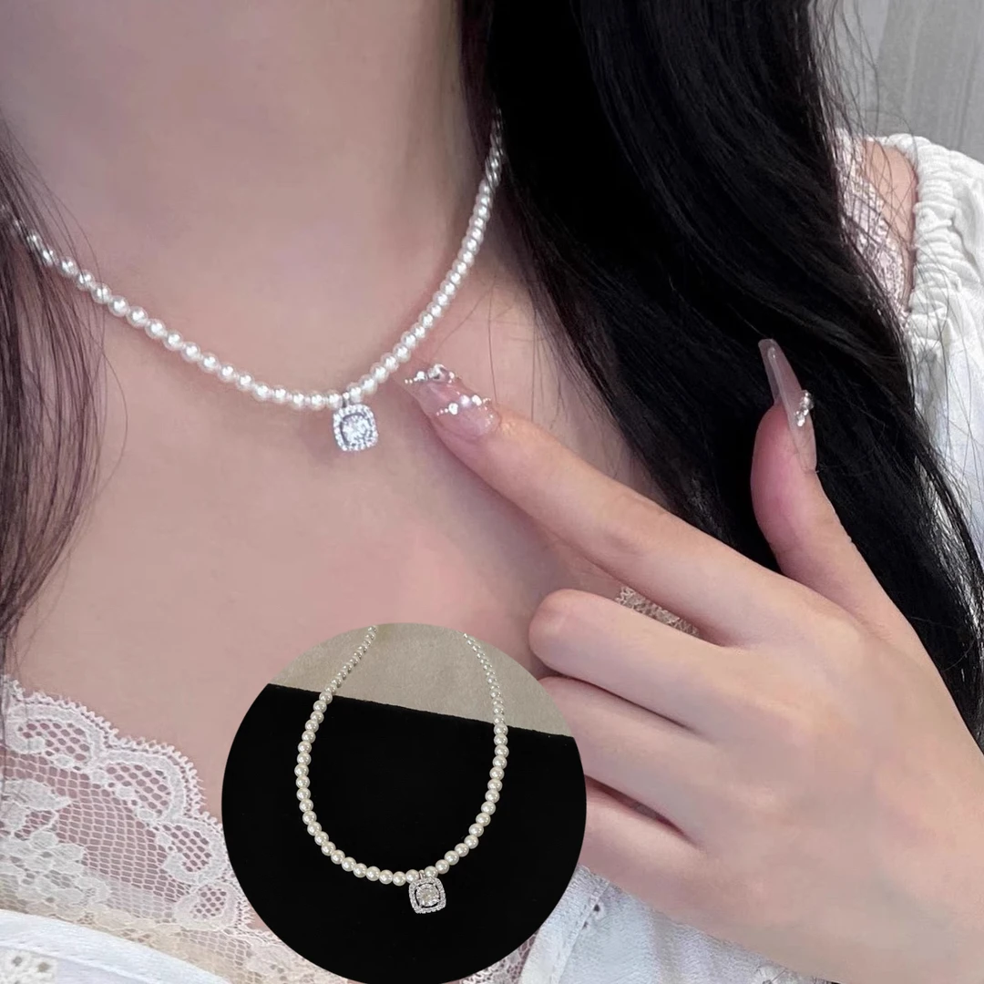 铜合金仿珍珠项链 承欢记同货款银方糖小米珠珠项链