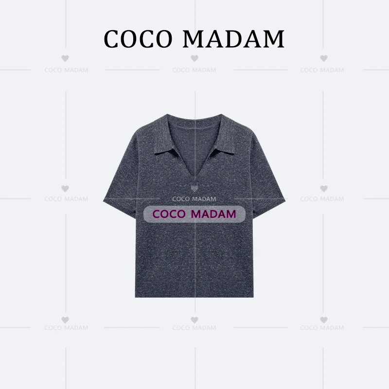 NIUNIU · Mao-286 夏季宽松休闲时尚针织半袖纯色女款T恤翻领