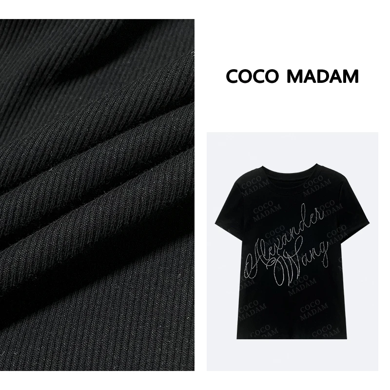 NIUNIU · Ani-B150夏季新款修身显瘦水晶烫钻短圆领百搭短袖T恤