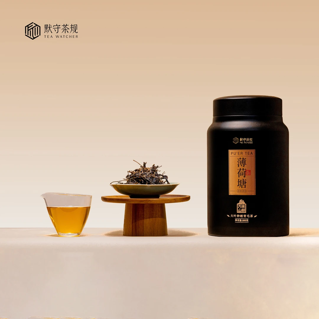 2021年薄荷塘晒青毛茶普洱散料黑色圆罐300g-默守茶规