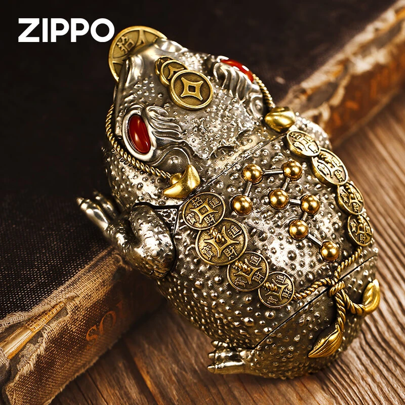 ZIPPO打火机古银套壳重机三足金蟾防风火机立体霸气礼物DY9902TJ