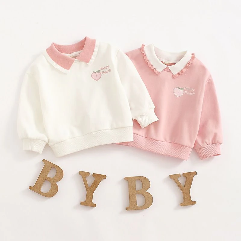 巴拉甄选女童春秋冬洋气卫衣女宝宝秋季加绒厚衬衫韩版打底百搭潮