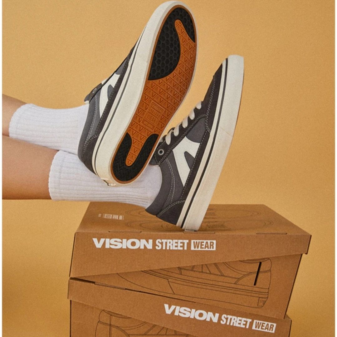 VISION STICK复古深空灰低帮反毛皮帆布鞋男女街头运动板鞋
