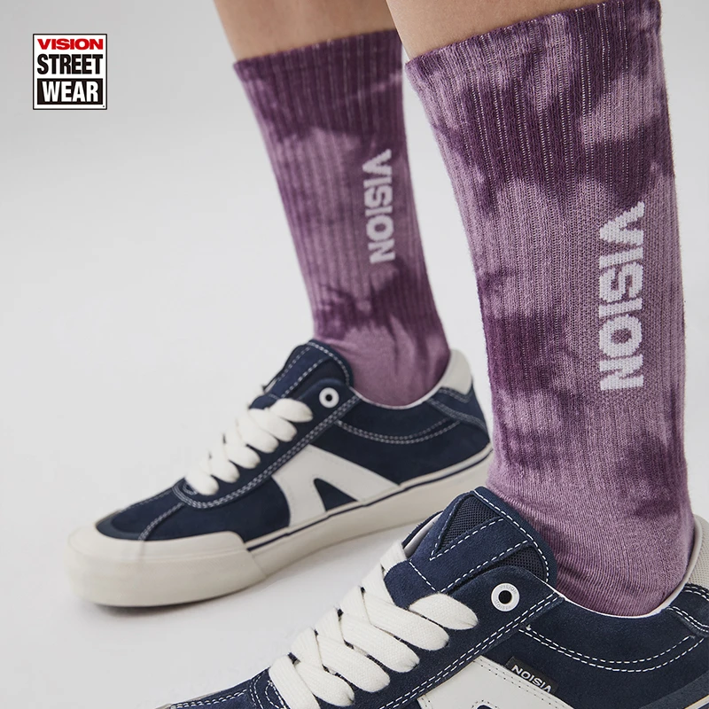 VISION PSYCHO STICK美式经典双色扎染logo提花中筒袜 23春夏新款