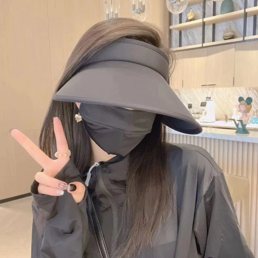 【黑色出游套装】出游必备防晒用品遮阳帽防紫外线遮脸太阳帽夏季