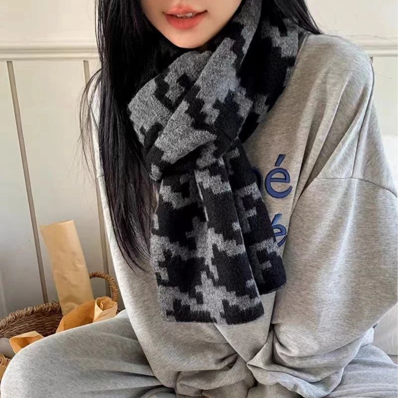 霁雪西子【羊毛千鸟格围巾】24美拉德高级保暖ins学生加厚保暖披肩