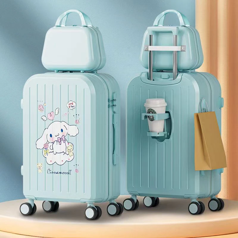 新款行李箱女多功能USB充电口学生万向轮旅行拉杆箱韩版卡通时尚