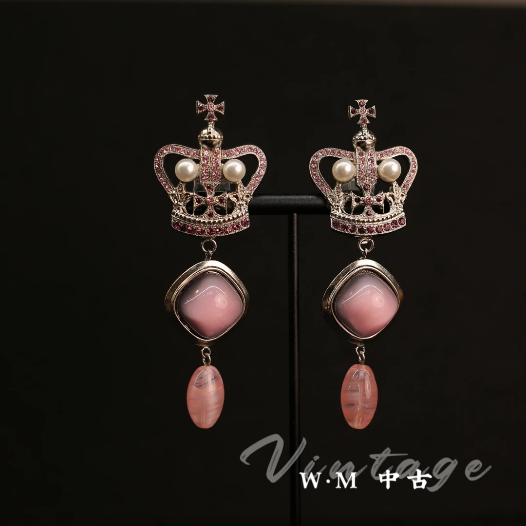 铜合金耳饰  W·M中古-vintage （法）法产扫肩耳夹