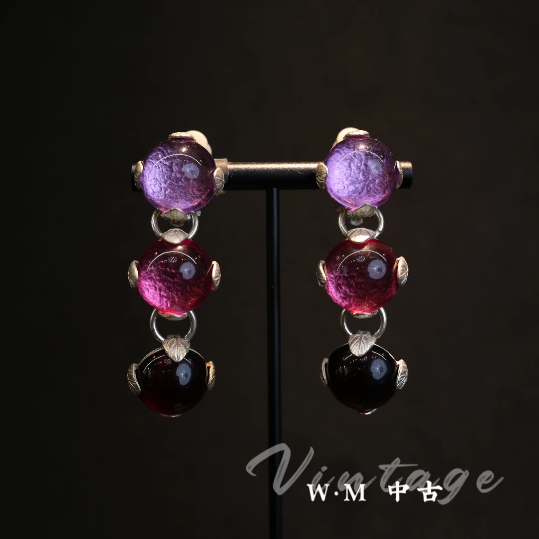 铜合金耳饰  W·M中古-vintage （法）法产扫肩耳夹