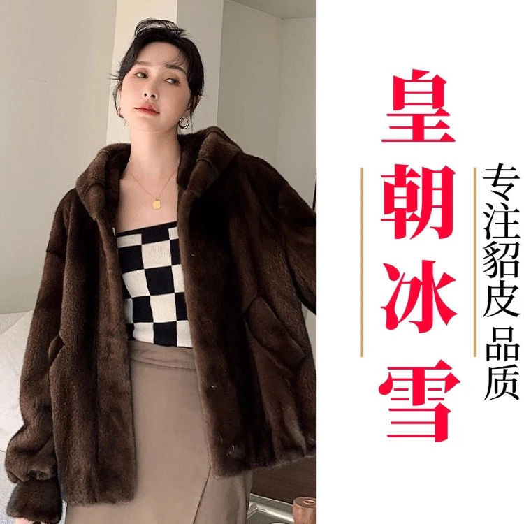 "冬季浪漫"进口天鹅绒貂皮外套女年轻时尚水貂皮草外套2119