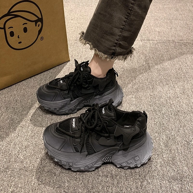 小个子厚底增高网面老爹鞋女单鞋2024夏季新款百搭松糕休闲运动XL