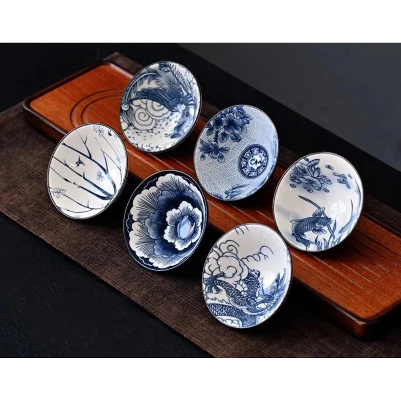 青花瓷斗笠杯客杯六只装套装（颜色随机）