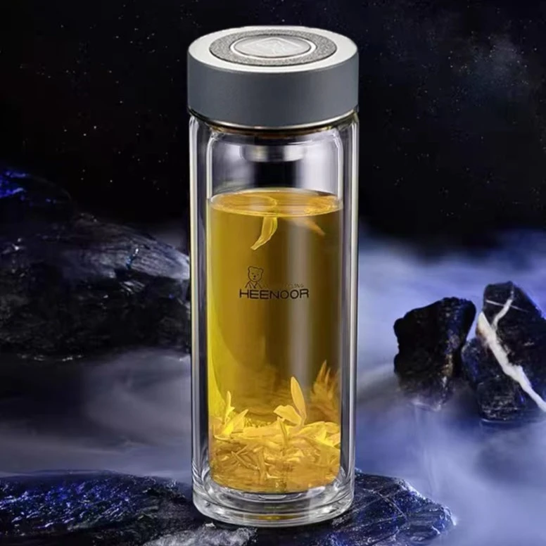 希诺单双层玻璃杯大容量泡茶杯商务男女士耐高温水杯官方旗舰店