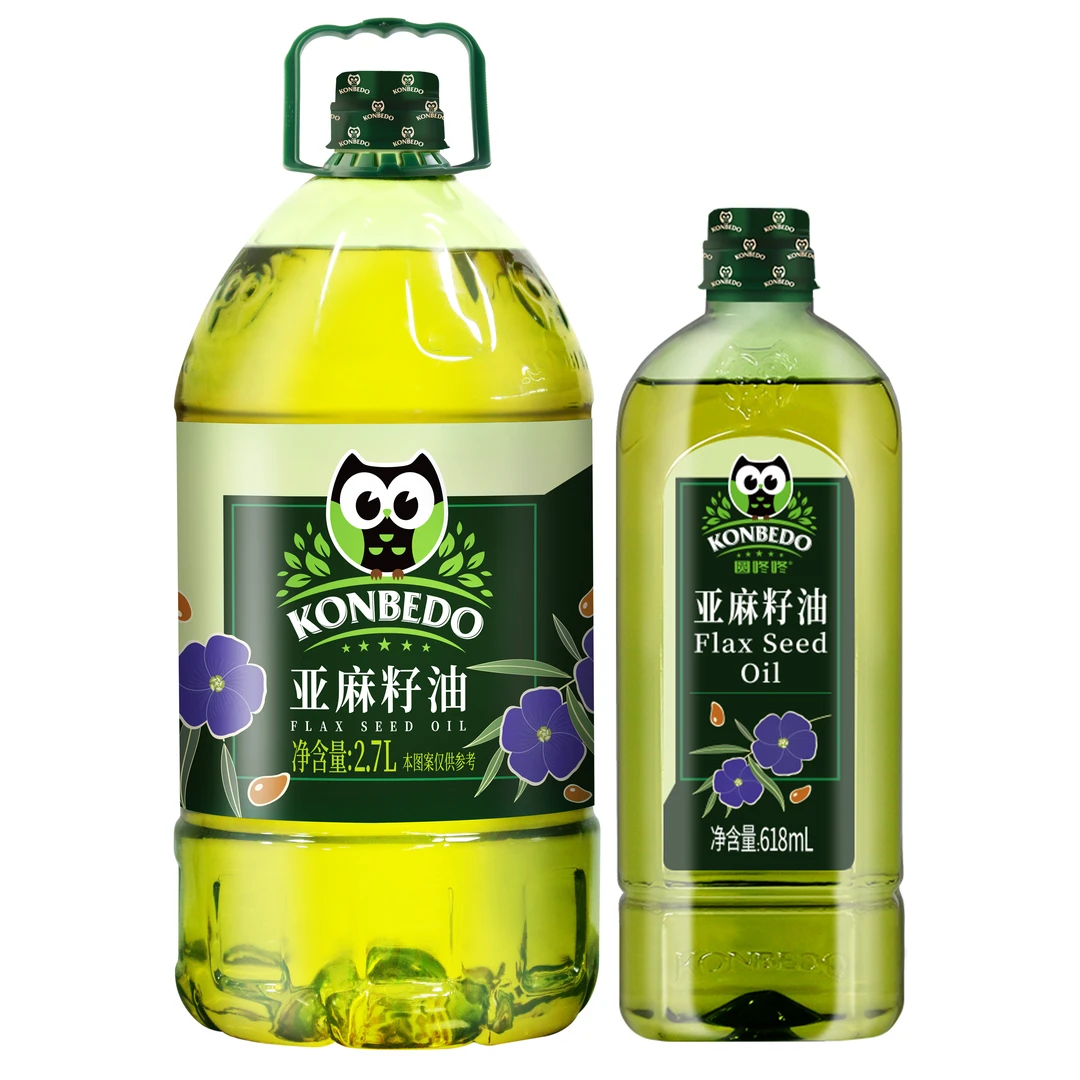 圆咚咚【高性价比】冷榨食用亚麻籽油2.7L送同款618ml可直接喝