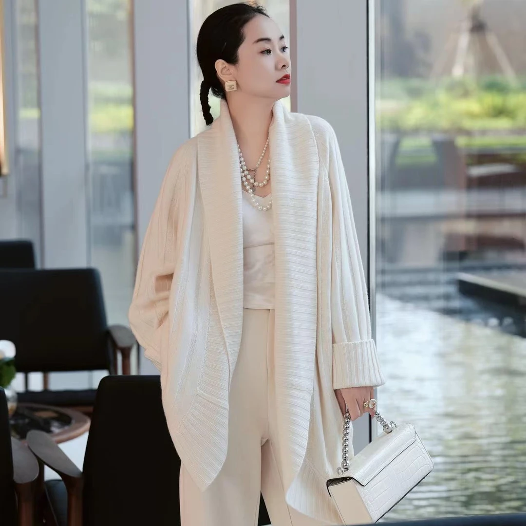 爱妃原创【暮雪】新中式秋冬时尚保暖杏色宽松中长款外套86591