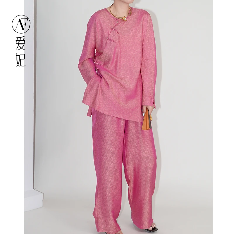 【折花簪】新中式国风套装缎面盘扣两件套86446