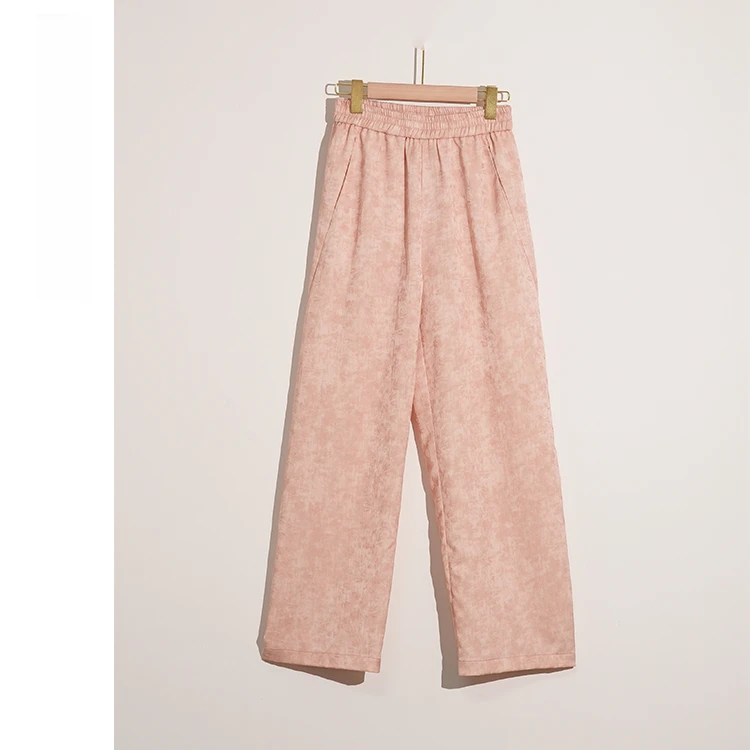 【知否】新中式长裤中国风粉色重工提花刺绣休闲裤86388