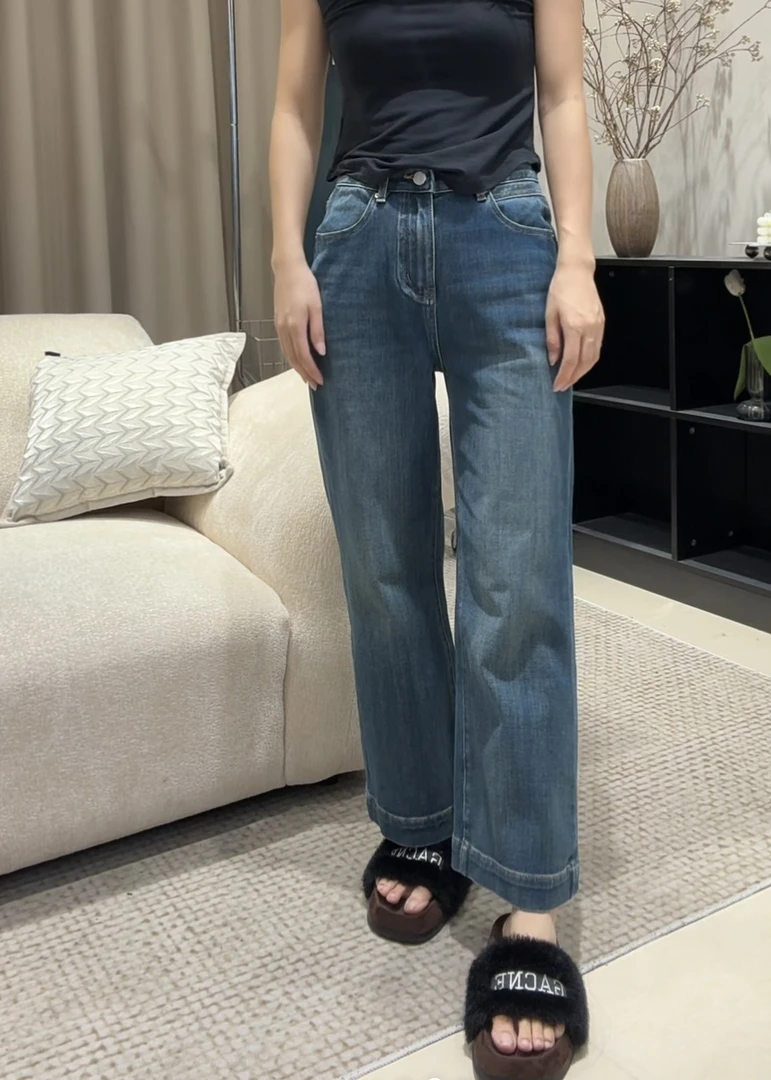 【 C002-1 镇店之宝 微喇】翡翠绿 360弹 舒适休闲直筒微喇牛仔裤