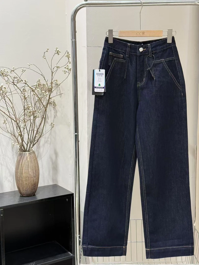 【10010】直筒阔腿裤2025普洗蓝质感百搭高级感